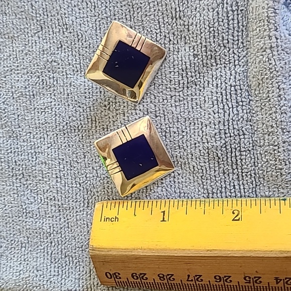 STERLING SILVER AND LAPIS EARRINGS - Picture 3 of 3